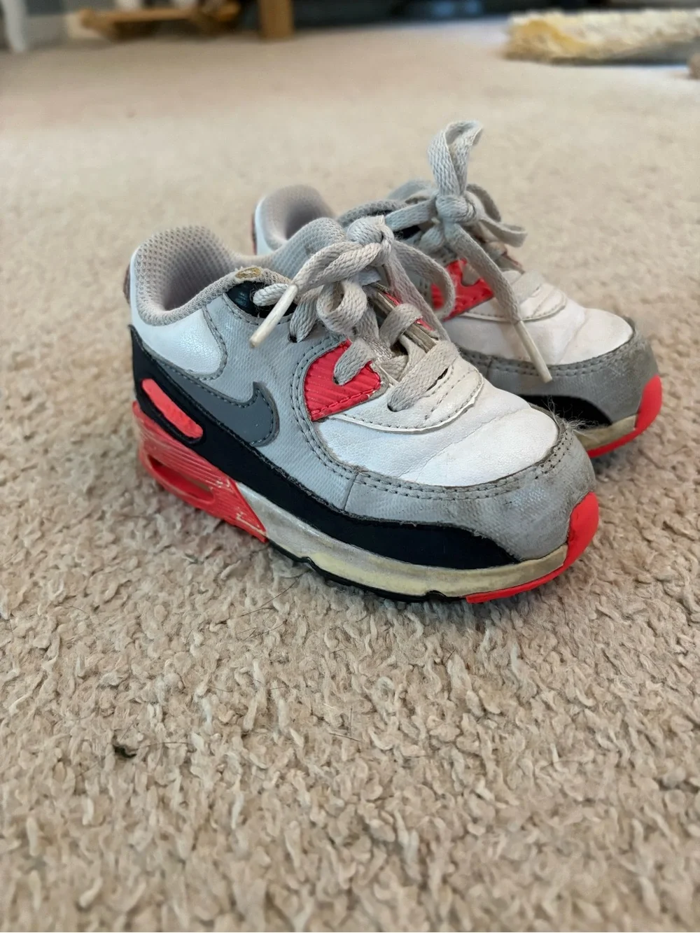 Nike Kids Gray, White & Red Mini Air-Style Sneakers